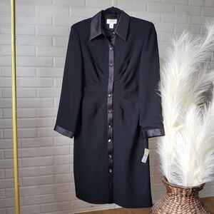 NWT Talbots Black Twist Button Up Dress size 4 Petite Black